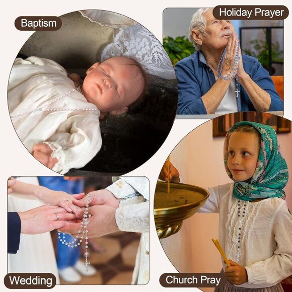 32-Piece Pearl Rosary Beads Bulk Set for Women with Organza Bags, 8mm, White, Re - Picture 7 of 7